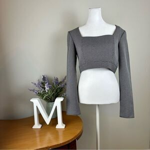 WAYF Houndstooth Long Sleeve Cropped Top - Medium - NWT - Gameday Ready